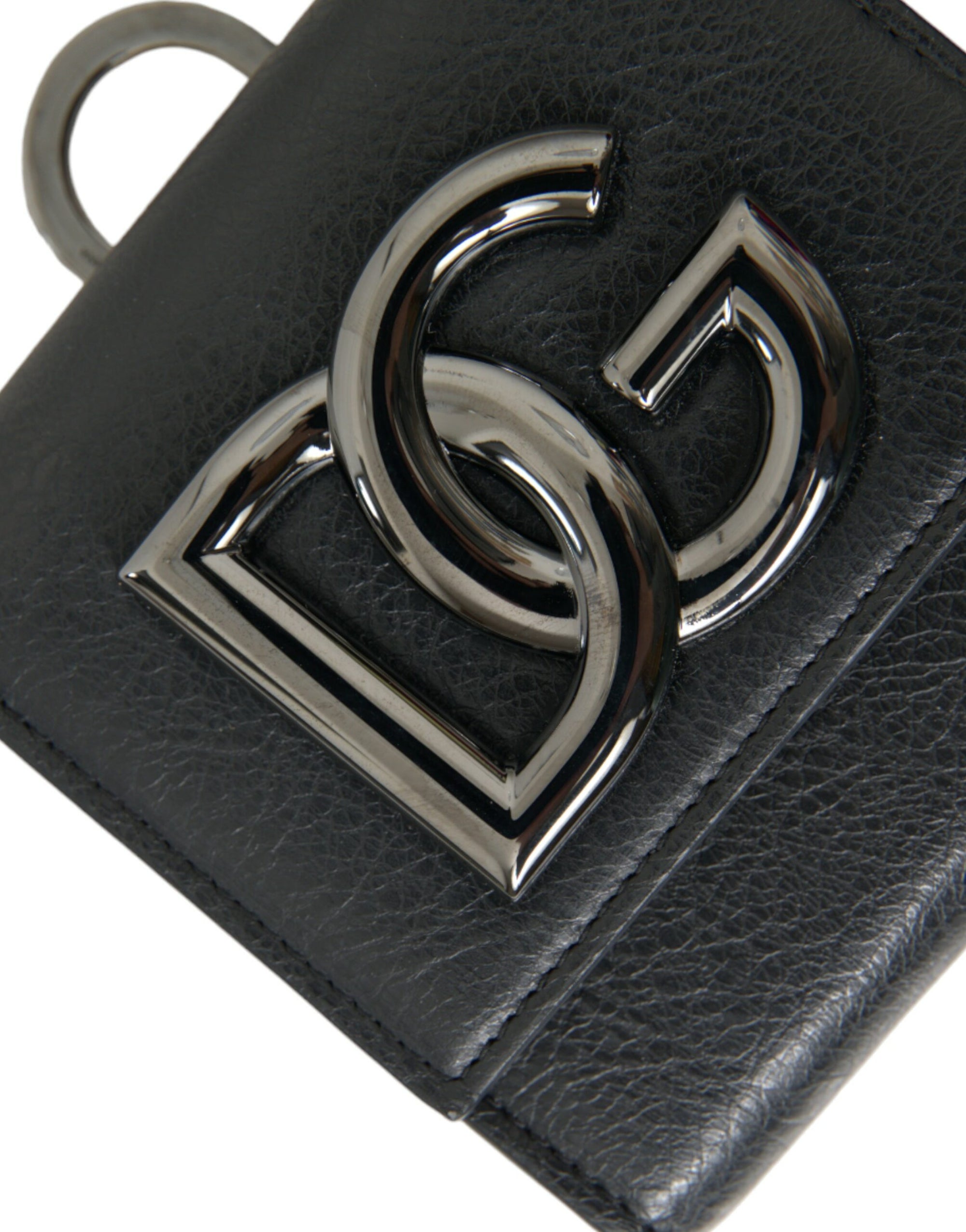 Sleek Lamb Leather Card Holder with Chain Strap