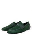 Emerald Velvet Leather Loafers for Men