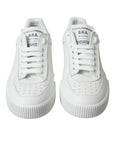 Elegant White Low-Top Calfskin Sneakers