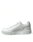 Elegant White Low-Top Calfskin Sneakers