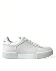 Elegant White Low-Top Calfskin Sneakers