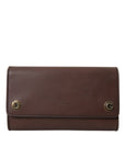 Elegant Brown Leather Shoulder Bag with Gold Detailing