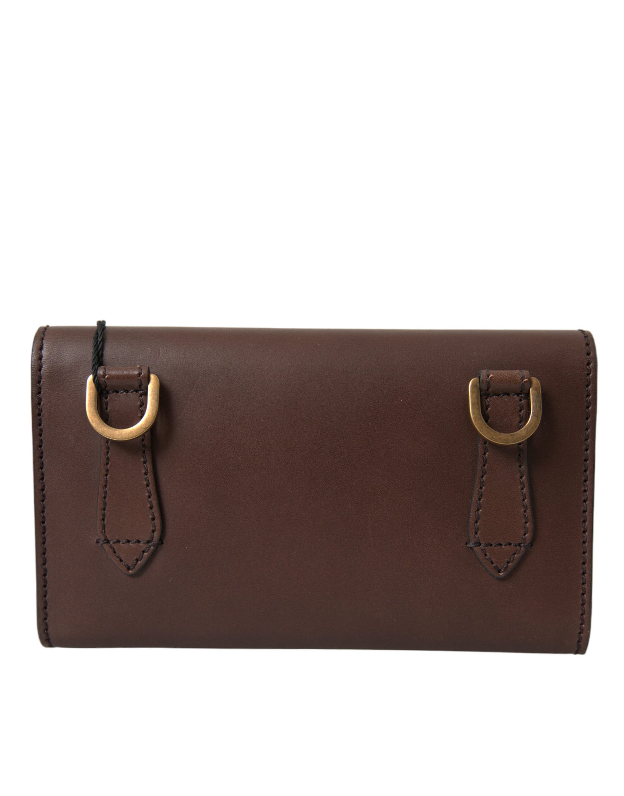Elegant Brown Leather Shoulder Bag with Gold Detailing