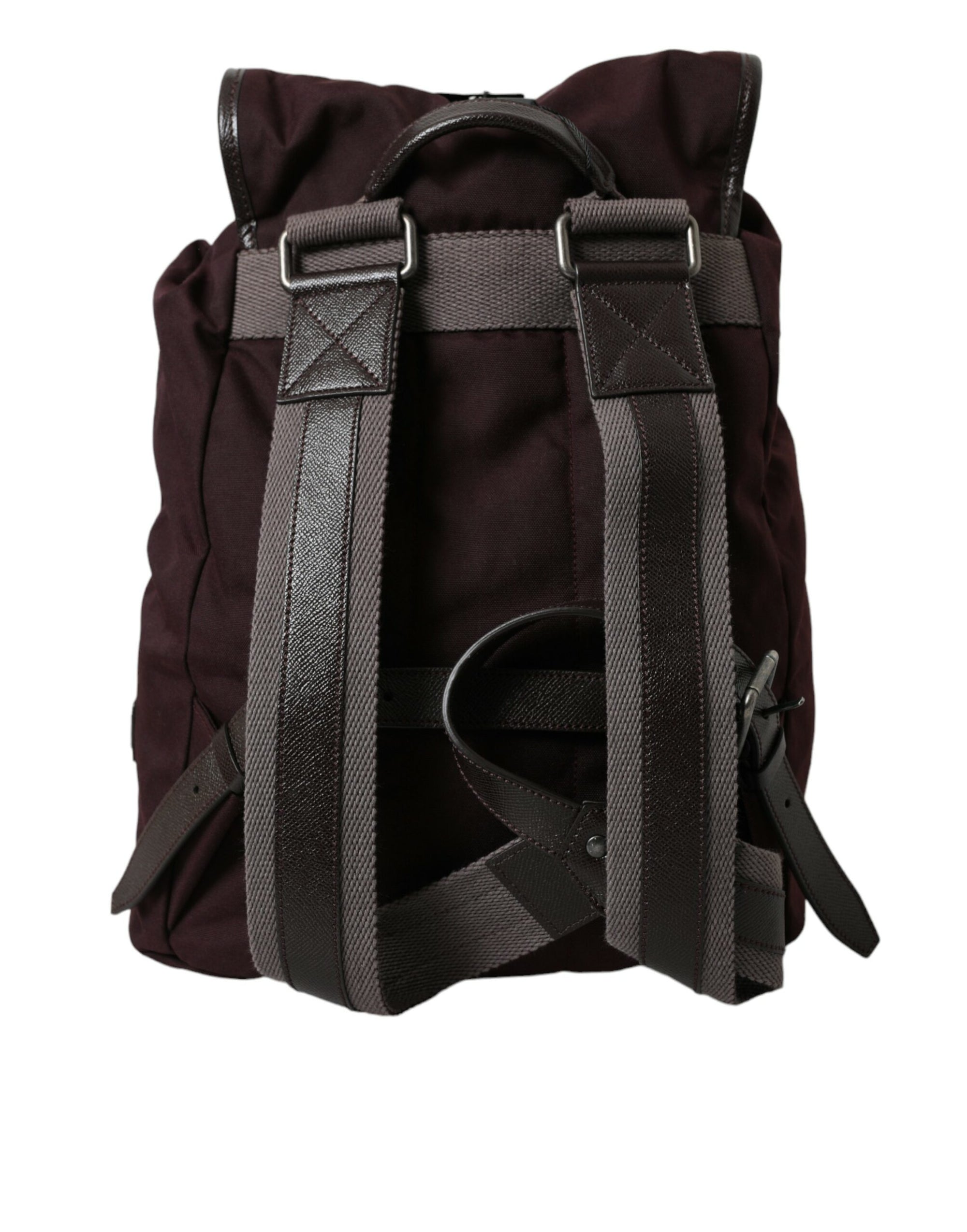 Elegant Maroon Nylon Leather Backpack
