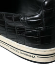 Elegant Crocodile Leather Low-Top Sneakers