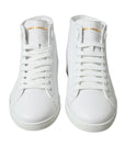 Elegant White Leather High Top Sneakers
