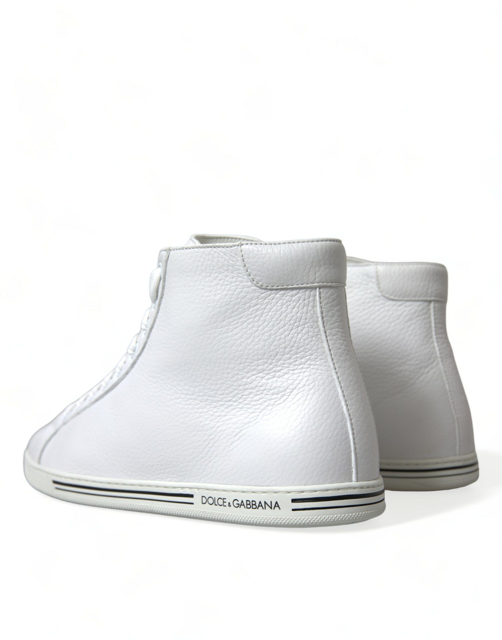 Elegant White Leather High Top Sneakers