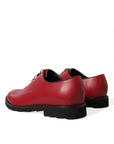 Elegant Red Leather Oxford Dress Shoes