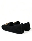 Black Calfskin Loafers with Crystals