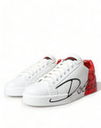 Chic Red and White Leather Sneakers
