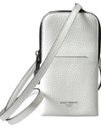 Elegant White Leather Phone Crossbody Bag