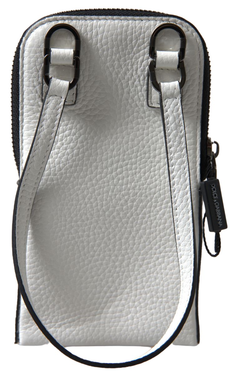Elegant White Leather Phone Crossbody Bag