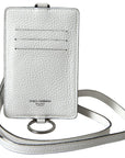 Elegant White Leather Cardholder Lanyard