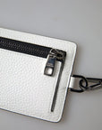 Elegant White Leather Cardholder Lanyard