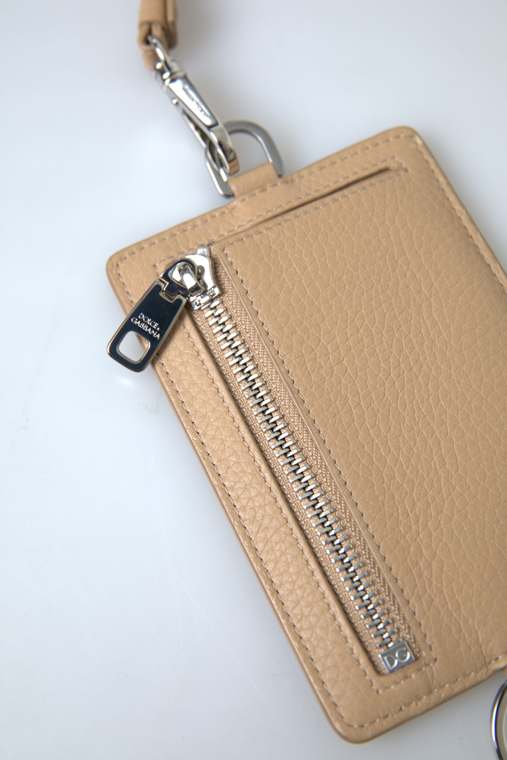Elegant Beige Leather Cardholder Wallet