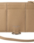 Elegant Beige Leather Wallet with Detachable Strap