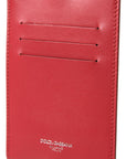 Elegant Red Leather Lanyard Card Holder