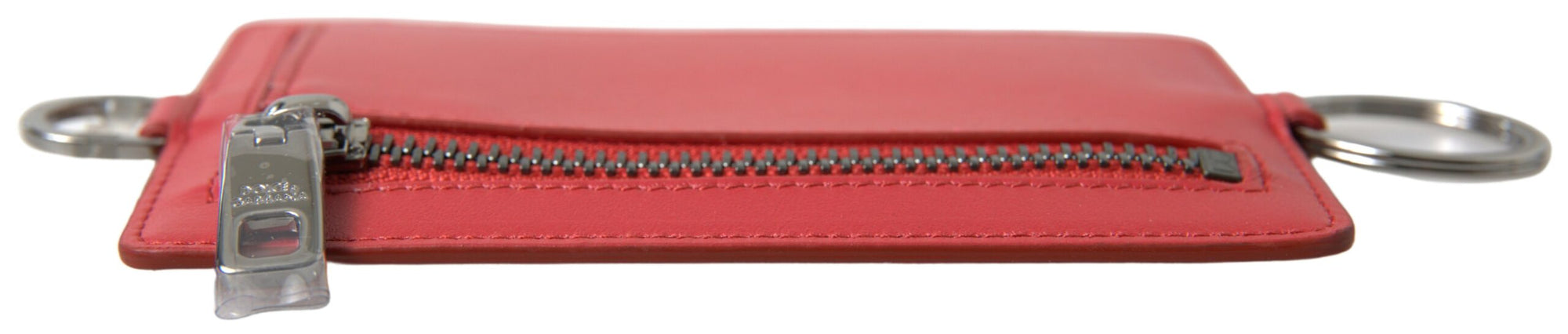 Elegant Red Leather Lanyard Card Holder