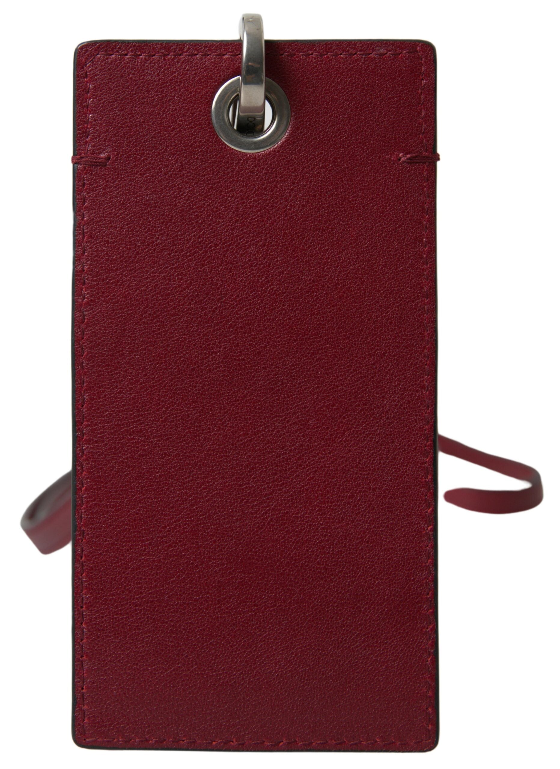 Elegant Red Leather Cardholder with Lanyard