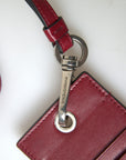 Elegant Red Leather Cardholder with Lanyard