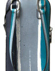 Elegant Leather Crossbody Phone Bag in Blue & White