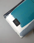 Elegant Leather Crossbody Phone Bag in Blue & White