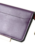 Purple Leather French Flap Wallet