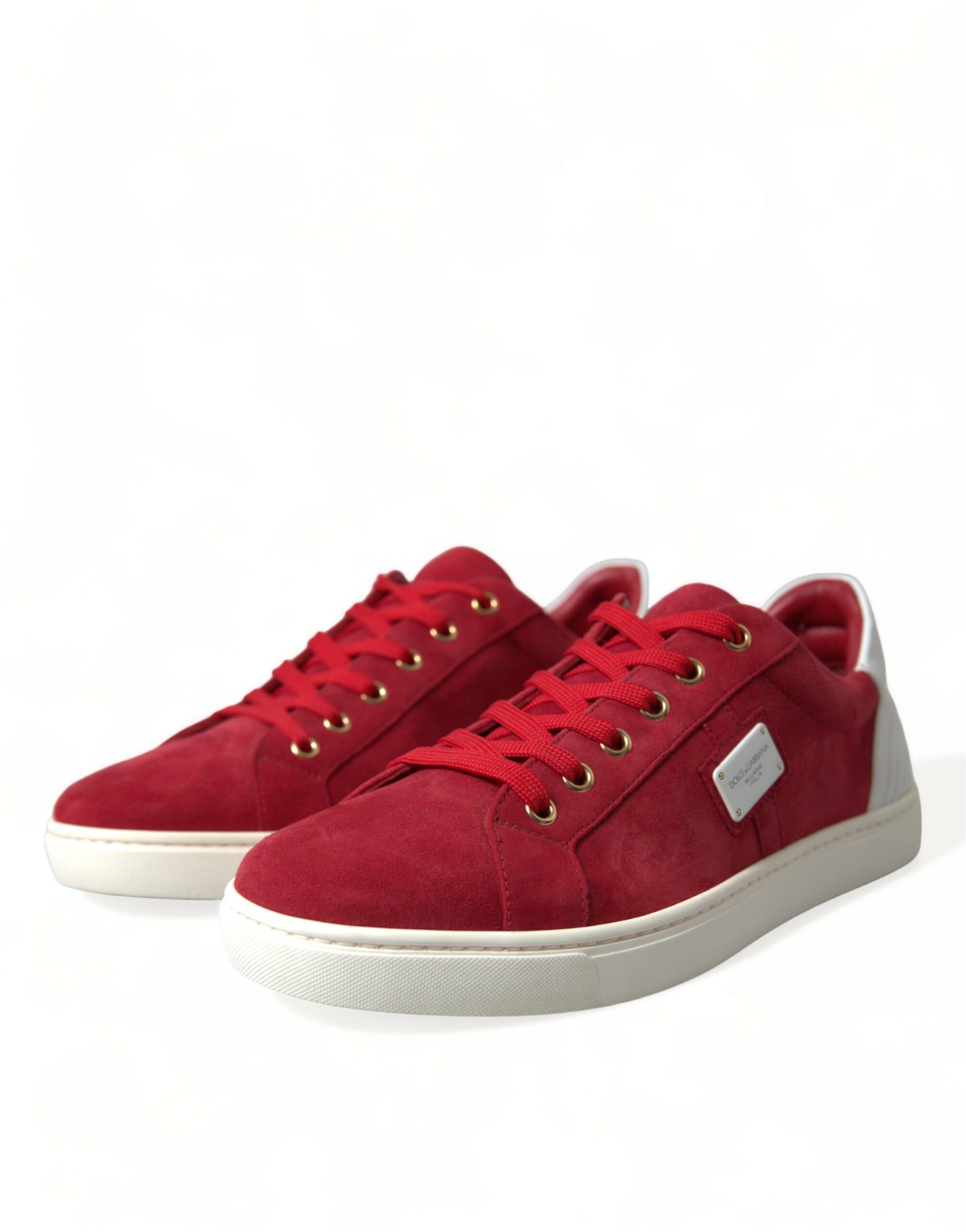 Elegant Red &amp; White Low Top Sneakers