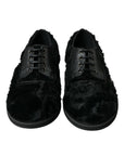 Elegant Black Fur Derby Dress Shoes for Men