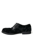 Elegant Black Fur Derby Dress Shoes for Men