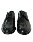 Elegant Black Calfskin Men's Derby Shoes