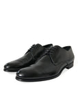 Elegant Black Calfskin Men's Derby Shoes