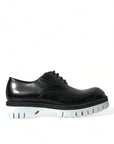 Sophisticated Black and White Leather Derby Shoes