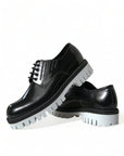 Sophisticated Black and White Leather Derby Shoes