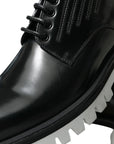 Sophisticated Black and White Leather Derby Shoes