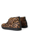 Elegant Leopard Print Mid-Top Sneakers