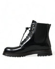 Elegant Black Leather Mid Calf Men's Boots