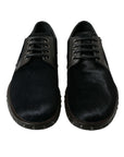 Elegant Black Calf Fur Derby Shoes