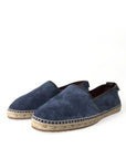 Elegant Navy Suede Leather Espadrilles