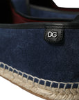 Elegant Navy Suede Leather Espadrilles