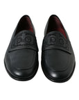 Elegant Black Embroidered Loafers