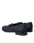 Elegant Blue Lurex Loafers with Crystal Accents