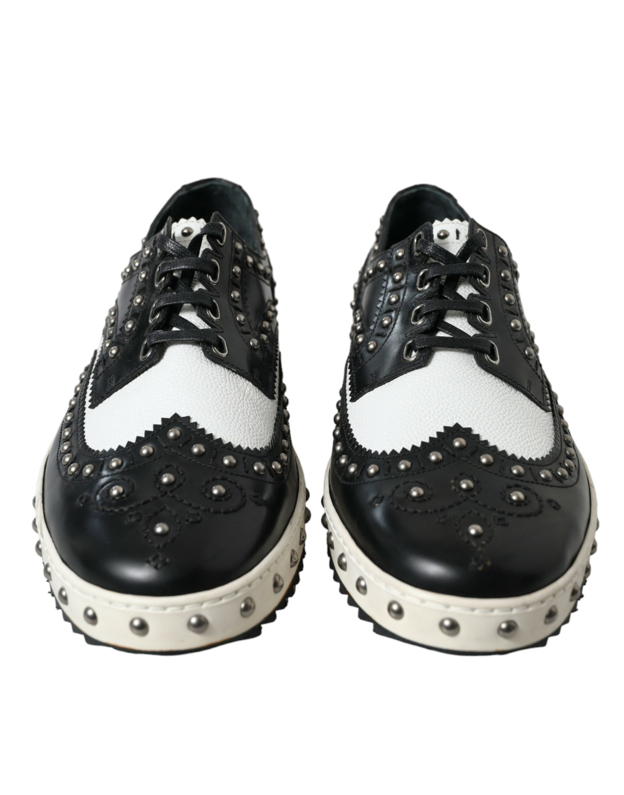 Studded Leather Sneakers in Black &amp; White