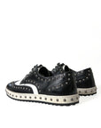 Studded Leather Sneakers in Black & White