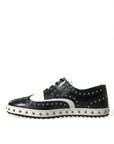 Studded Leather Sneakers in Black & White