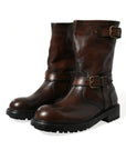 Elegant Mid Calf Leather Boots for Men