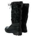 Sleek Black Shearling Mid Calf Boots