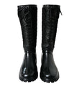 Elegant Quilted Lace-Up Rain Boots