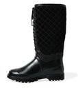 Elegant Quilted Lace-Up Rain Boots