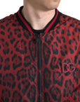 Red Leopard Print Bomber Jacket